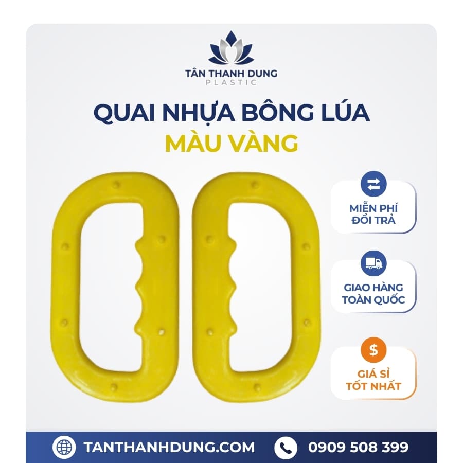Quai Nhựa Xách Bao Gạo Bông Lúa Cao Cấp – Màu VÀNG